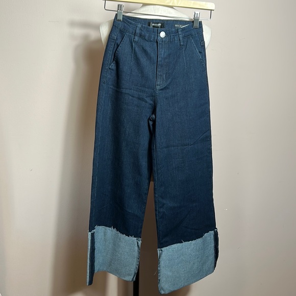 Black Label C'est Toi High Rise Folded Wide Leg Jeans Waist 26/1 - Picture 2 of 16